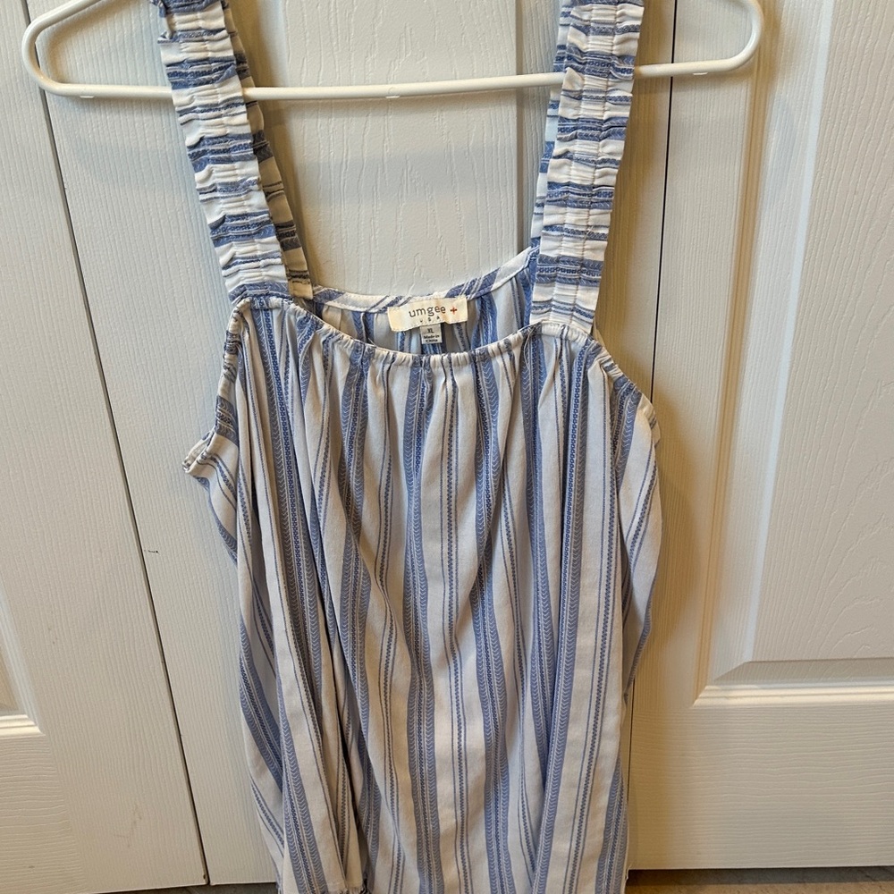 Umgee Blue and White Striped Tank Top